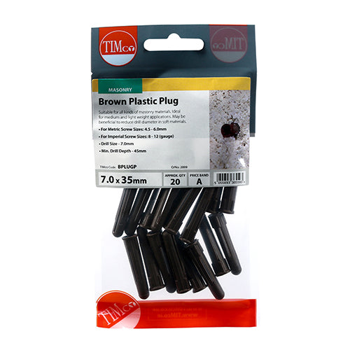 TIMCO Yellow Plastic Plugs - 25mm