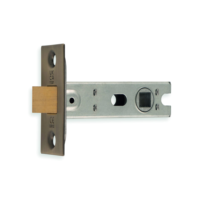 64Mm Bolt-Through Tubular Latch - 8Mm Follower - Square - Antique Brass