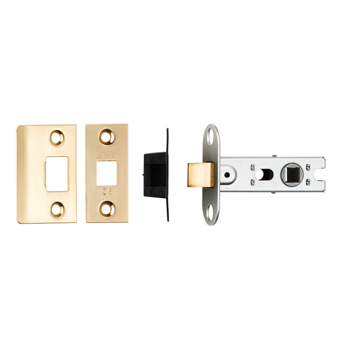 64Mm Bolt-Through Tubular Latch - 8Mm Follower - Radius - Satin Brass