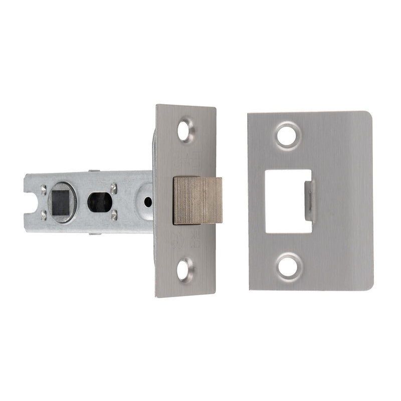64Mm Bolt-Through Tubular Latch - 8Mm Follower - Square - Satin Stainless Steel
