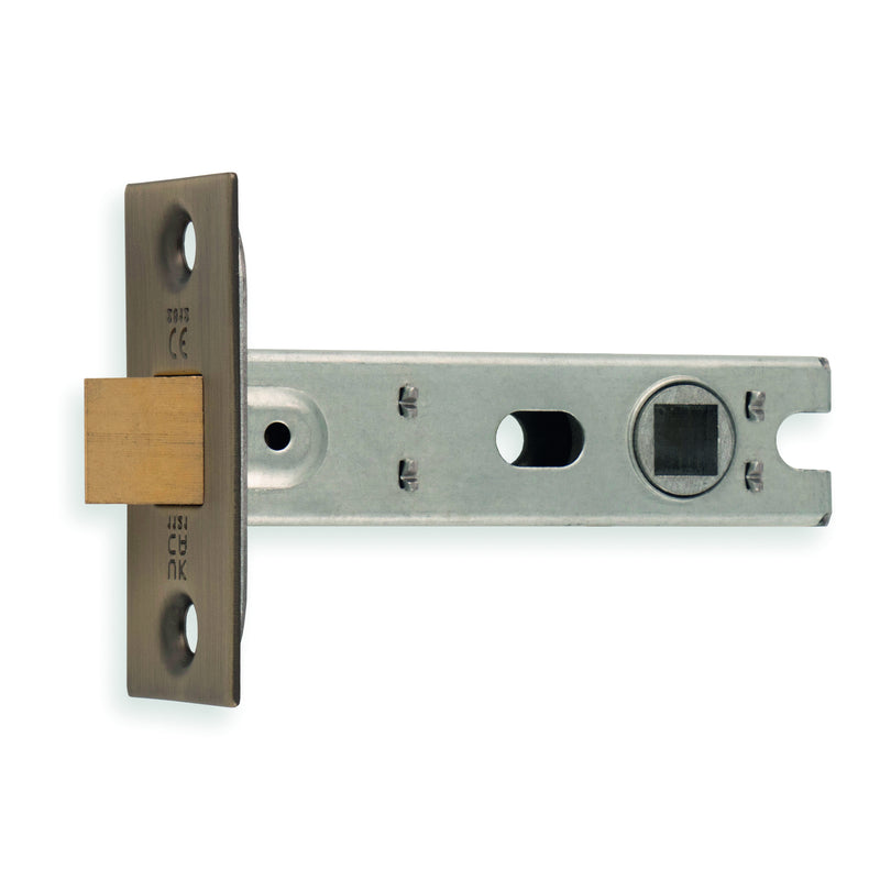 76Mm Bolt-Through Tubular Latch - 8Mm Follower - Radius - Antique Brass