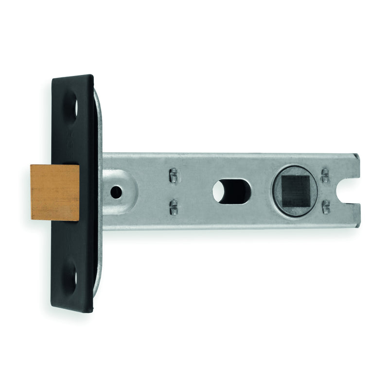 76Mm Bolt-Through Tubular Latch - 8Mm Follower - Square - Retail Pack - Matt Black