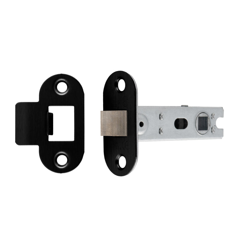 76Mm Bolt-Through Tubular Latch - 8Mm Follower - Radius - Matt Black