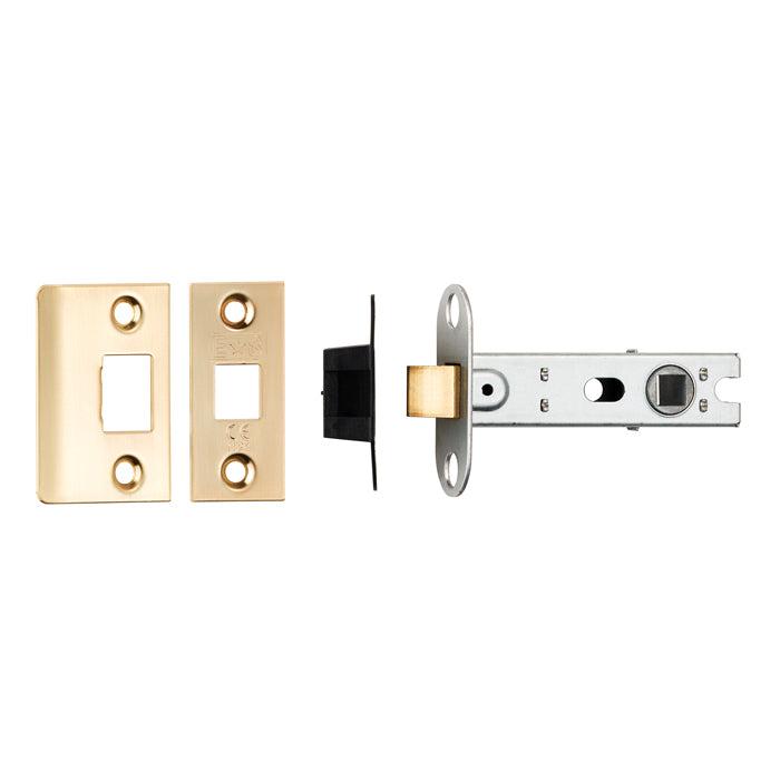 76Mm Bolt-Through Tubular Latch - 8Mm Follower - Radius - Satin Brass