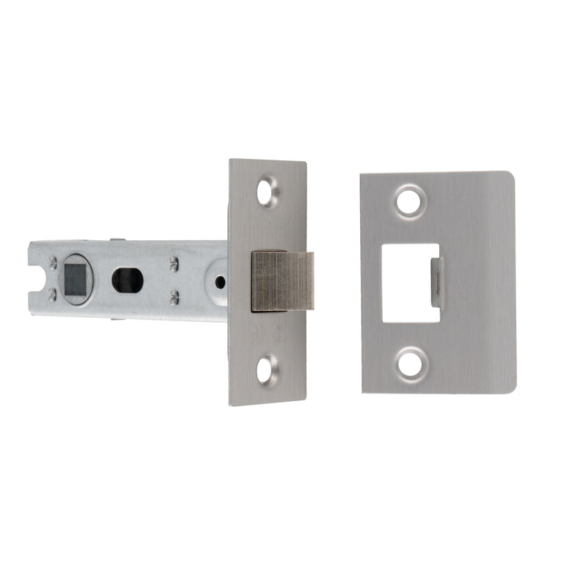 76Mm Bolt-Through Tubular Latch - 8Mm Follower - Square - Satin Stainless Steel