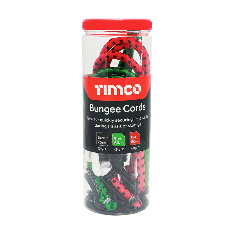 TIMCO Bungee Cords with Laminated Hook Mixed Pack — Tube