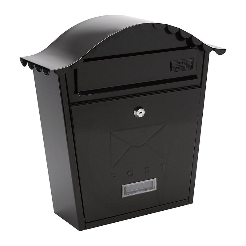 Burg-Wachter Black Classic Wall Mounted Post Box - 36x37x13cm - MB01BK