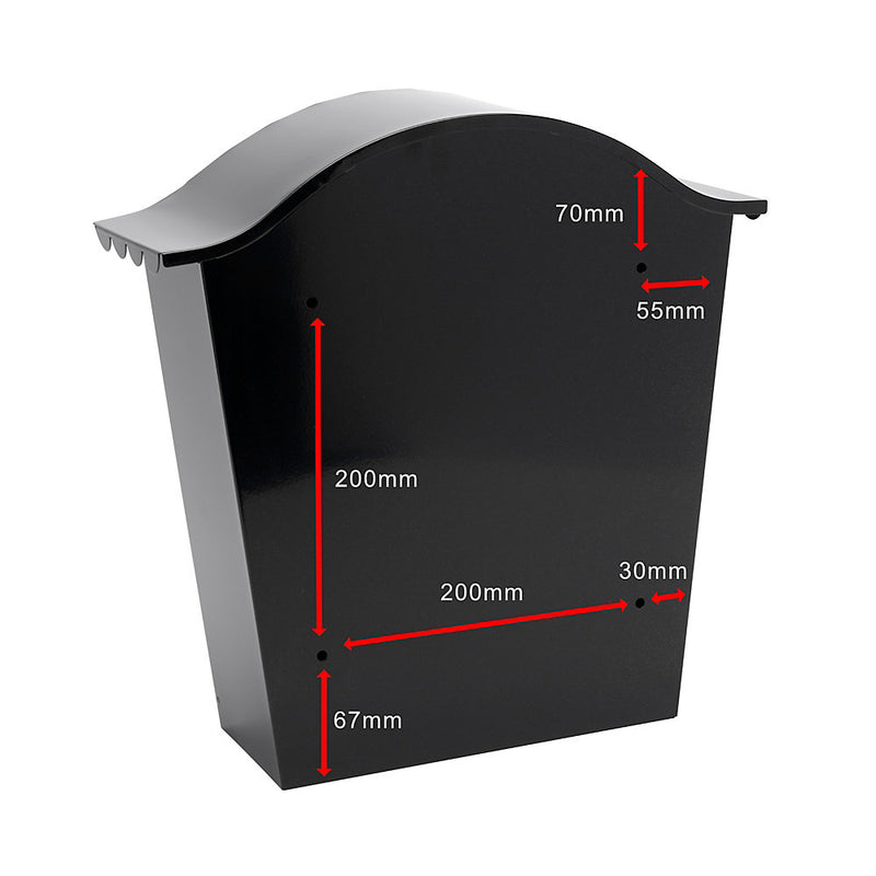 Burg-Wachter Black Classic Wall Mounted Post Box - 36x37x13cm - MB01BK