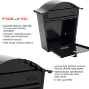 Burg-Wachter Black Classic Wall Mounted Post Box - 36x37x13cm - MB01BK