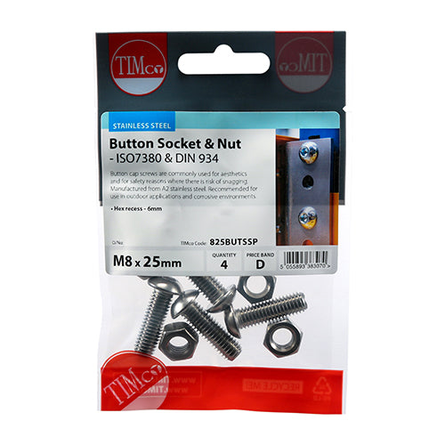TIMCO Button Socket Screws ISO7380 A2 Stainless Steel