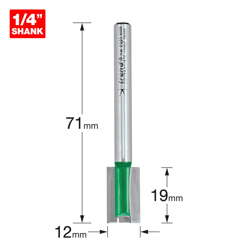 Trend C019AX1/4TC Router Cutter Bit 12mm x 19mm