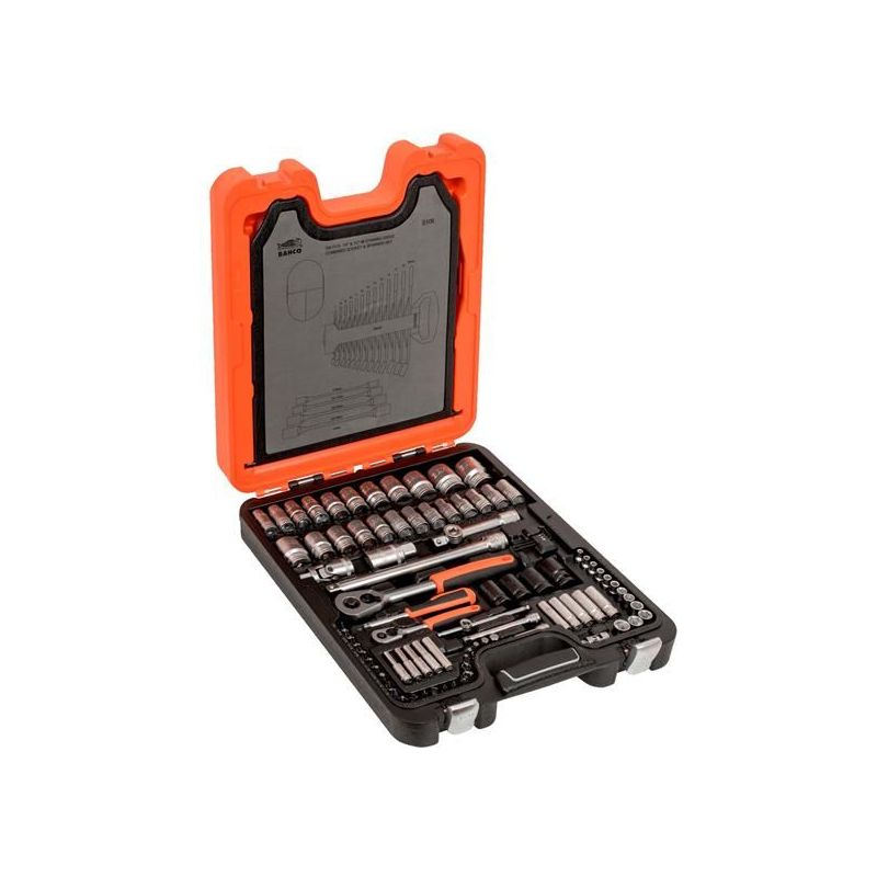 Bahco S106 1/4in &1/2in DriveSocket & Spanner Set, 106 Piece Bahco - RockBottom Northampton