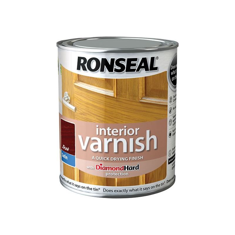 Ronseal Interior Varnish Quick Dry Satin Teak 250ml Ronseal - RockBottom Nothampton