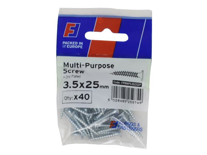 ForgeFix Multi-Purpose Pozi Screw CSK ST ZP 3.5 x 25mm ForgePack 40 ForgeFix - RockBottom Northampton