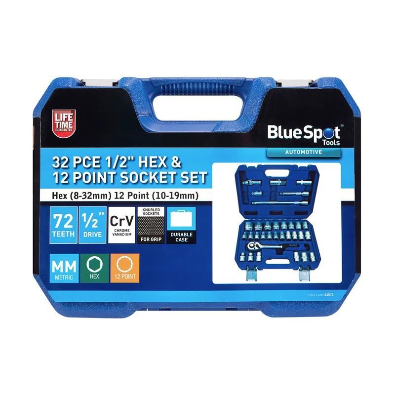 Bluespot Tools 1/2in & 1/4in Metric Socket Set, 94 Piece BlueSpot Tools - RockBottom Northampton