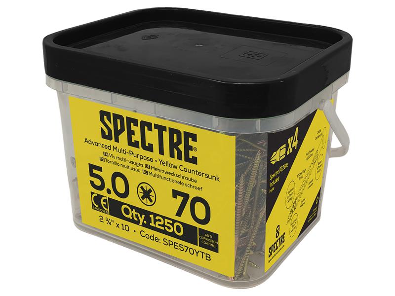 ForgeFix Spectre™ PZ Compatible Wood Screw CSK ZYP 5.0 x 70mm Mega Tub 1250