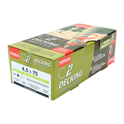 TIMCO C2 Deck-Fix Premium Countersunk Green Decking Screws — Box