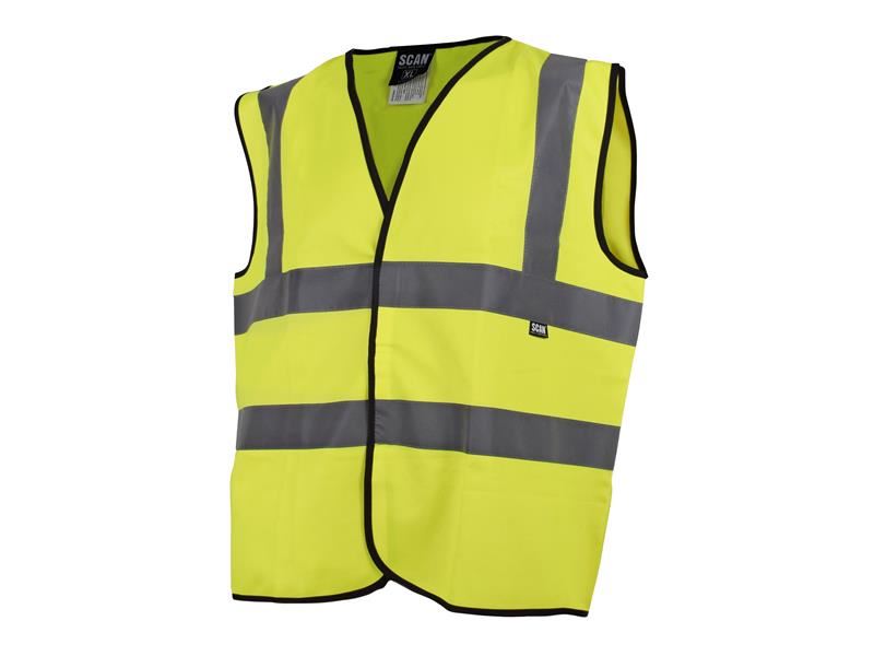 Scan Hi-Vis Waistcoat Yellow - XL (48in) (Pack of 80) Scan - RockBottom Nothampton