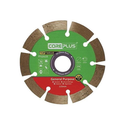Coreplus Top Twelve General Purpose Diamond Blade 115mm CorePlus - RockBottom Northampton