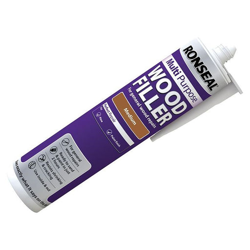 Ronseal Multipurpose Wood Filler Cartridge Medium 310ml Ronseal - RockBottom Nothampton