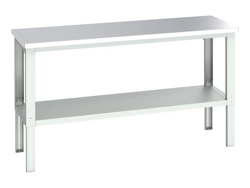 Bott Cubio Adjustable Bench with Shelf, Stainless Steel Clad Top 2000 x 750mm