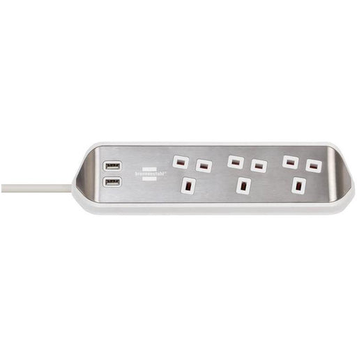 Brennenstuhl estilo Corner Extension Lead 240V 3-Gang 13A White 2m Brennenstuhl - RockBottom Northampton