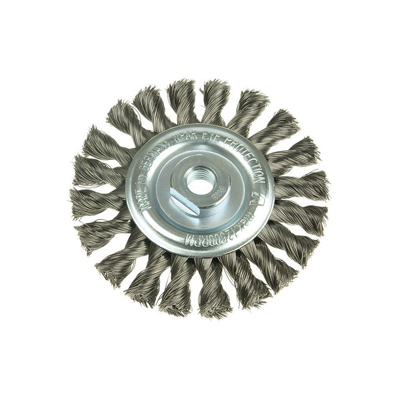 Lessmann Knot Wheel Brush 100 x 12mm M14 Bore, 0.50 Steel Wire Lessmann - RockBottom Northampton