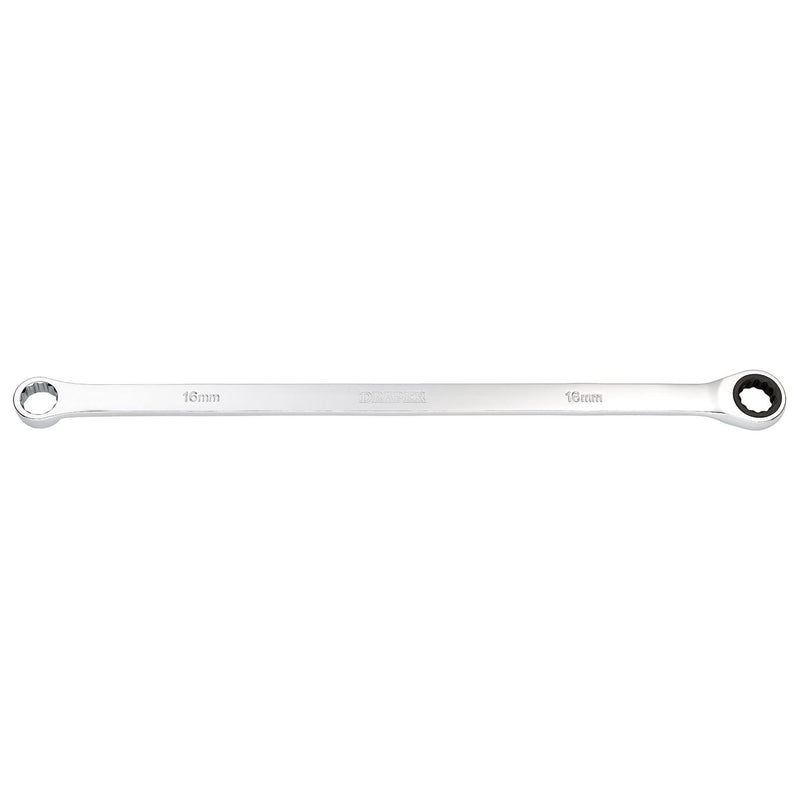 Draper Draper HI-TORQ Metric Extra-Long Double Ring Ratchet Spanner, 16mm Draper - Town Tools