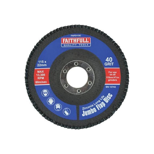 Faithfull Abrasive Jumbo Flap Disc 115mm Coarse Faithfull - RockBottom Northampton
