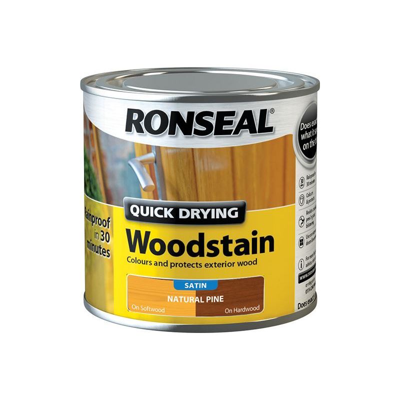 Ronseal Quick Drying Woodstain Satin Natural Pine 250ml Ronseal - RockBottom Nothampton