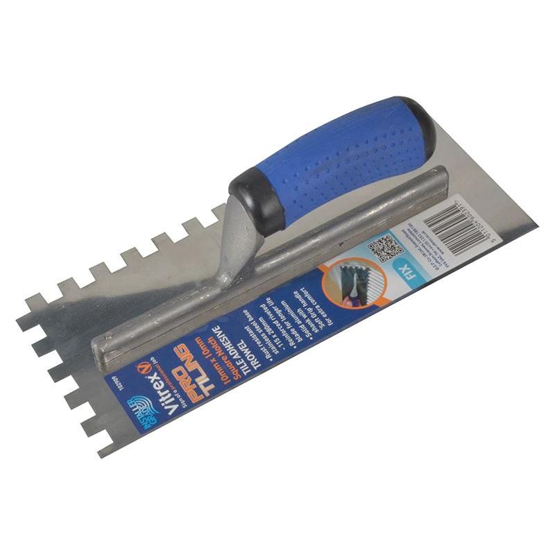 Vitrex Professional Stainless Steel Adhesive Trowel Square Notches 10mm Vitrex - RockBottom Northampton