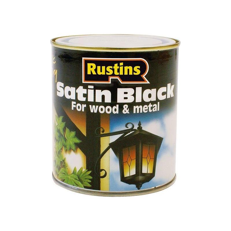 Rustins Satin Black Paint Quick Drying 1 Litre Rustins - RockBottom Nothampton
