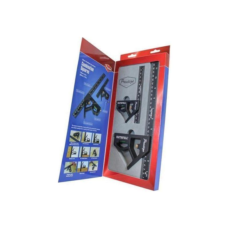 Faithfull Prestige Combination Square Twin Pack 150mm (6in) & 300mm (12in) Faithfull - RockBottom Northampton
