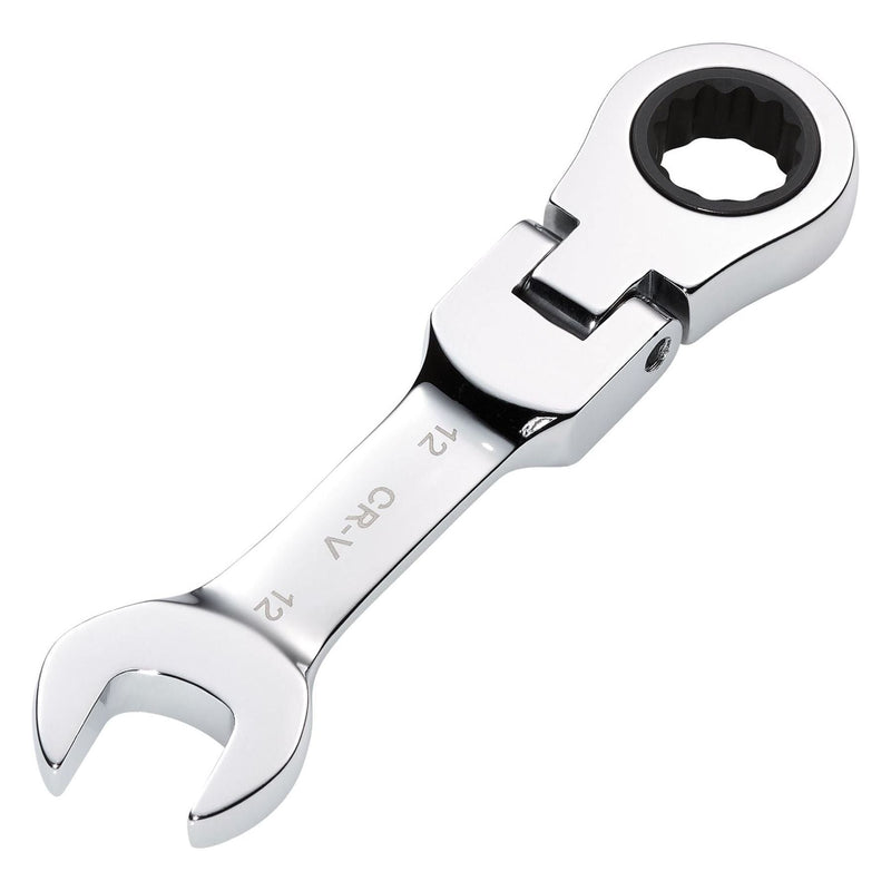 Draper HI-TORQ Metric Stubby Flexible Head Ratchet Combination Spanner, 12mm Draper - Town Tools