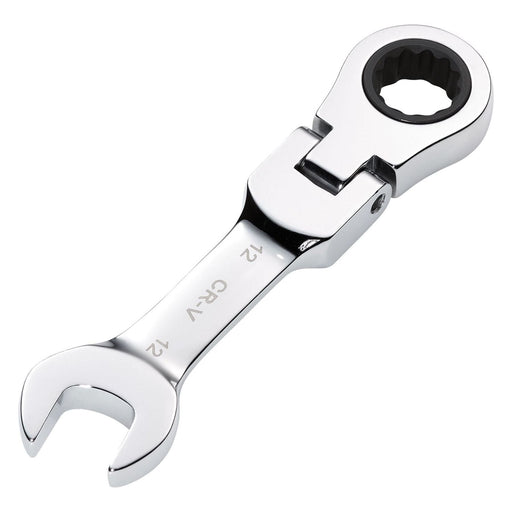 Draper HI-TORQ Metric Stubby Flexible Head Ratchet Combination Spanner, 12mm Draper - Town Tools