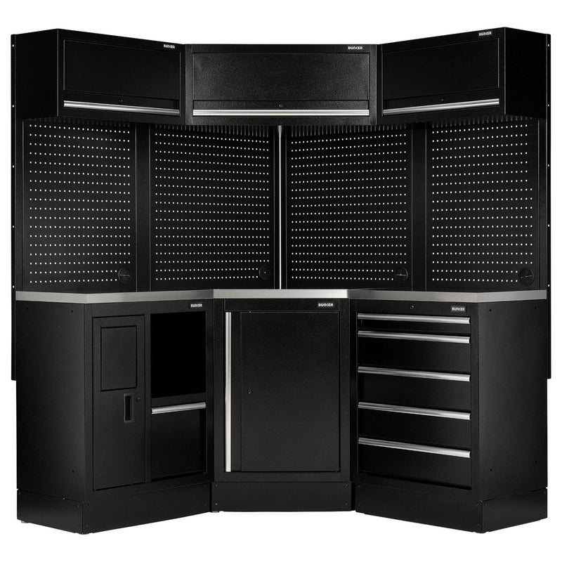 Bunker 18 Piece Modular Storage Corner Combo with Stainless Steel Worktop, 3454mm Draper - Town Tools