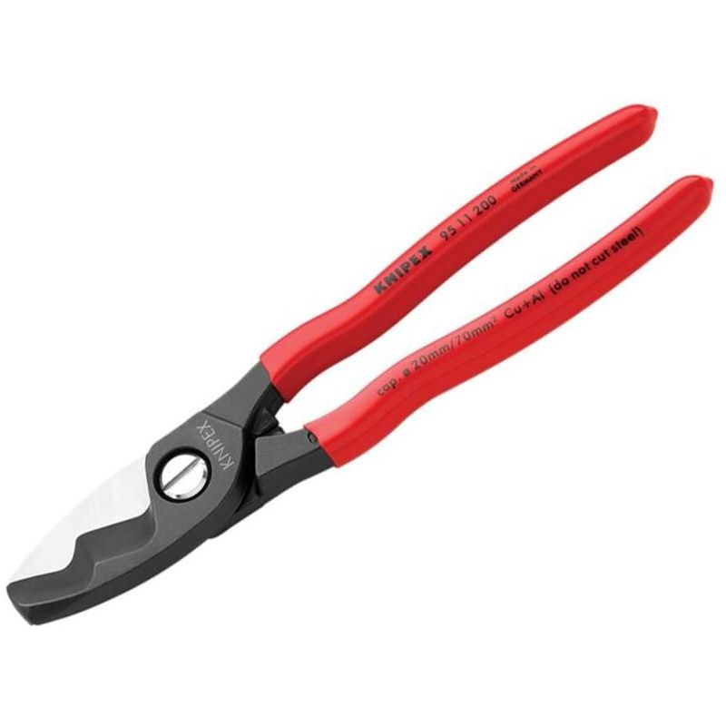 Knipex Cable Shears with Twin Cutting Edge PVC Grip 200mm Knipex - RockBottom Northampton