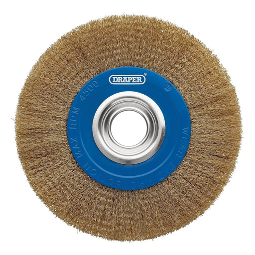 Draper Brassed Steel Bench Grinder Wire Wheel Brush, 200 x 31.75mm Draper - Town Tools