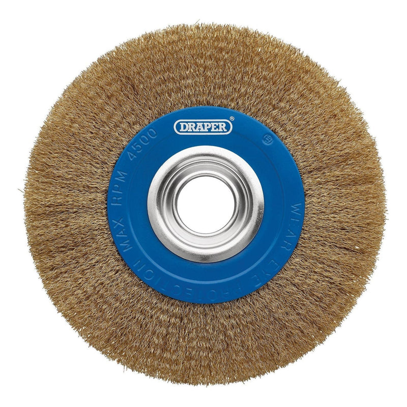 Draper Brassed Steel Bench Grinder Wire Wheel Brush, 200 x 31.75mm Draper - Town Tools