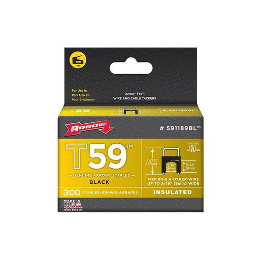 Arrow T59 Insulated Staples Black 8 x 8mm (Box 300) Arrow - RockBottom Northampton 