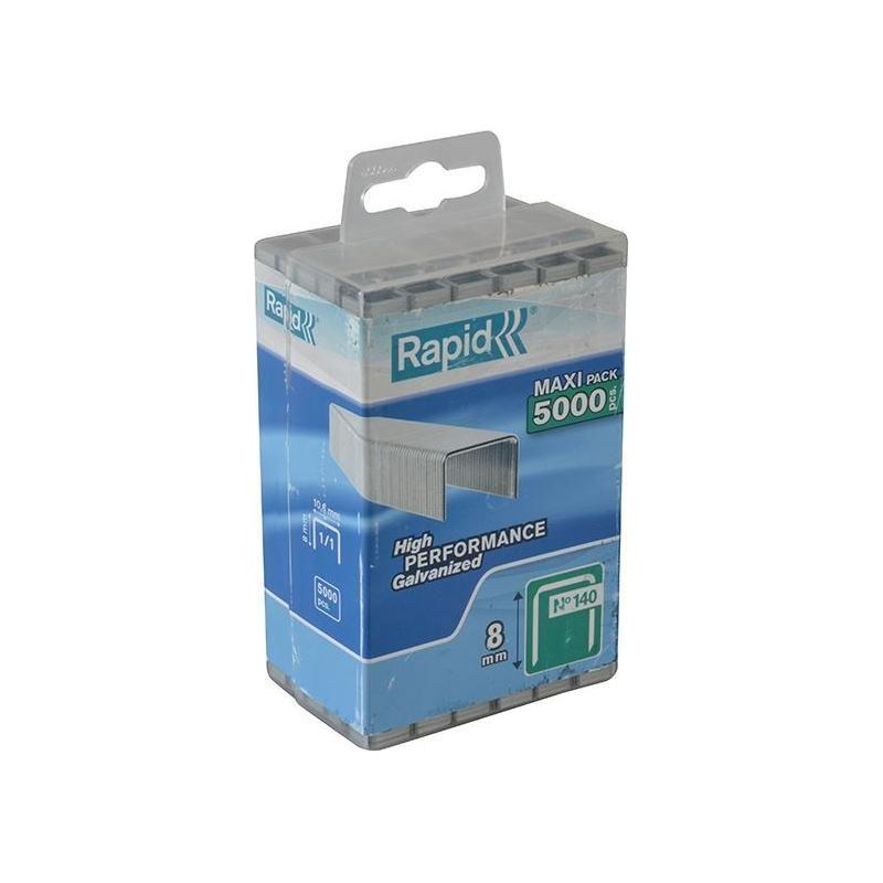 Rapid 140/8 8mm Galvanised Staples (Poly Pack 5000) Rapid - RockBottom Nothampton