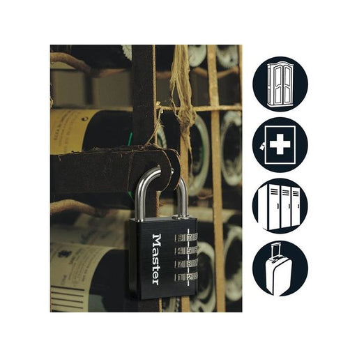 Master Lock Black Finish 40mm 4-Digit Combination Padlock Master Lock - RockBottom Northampton
