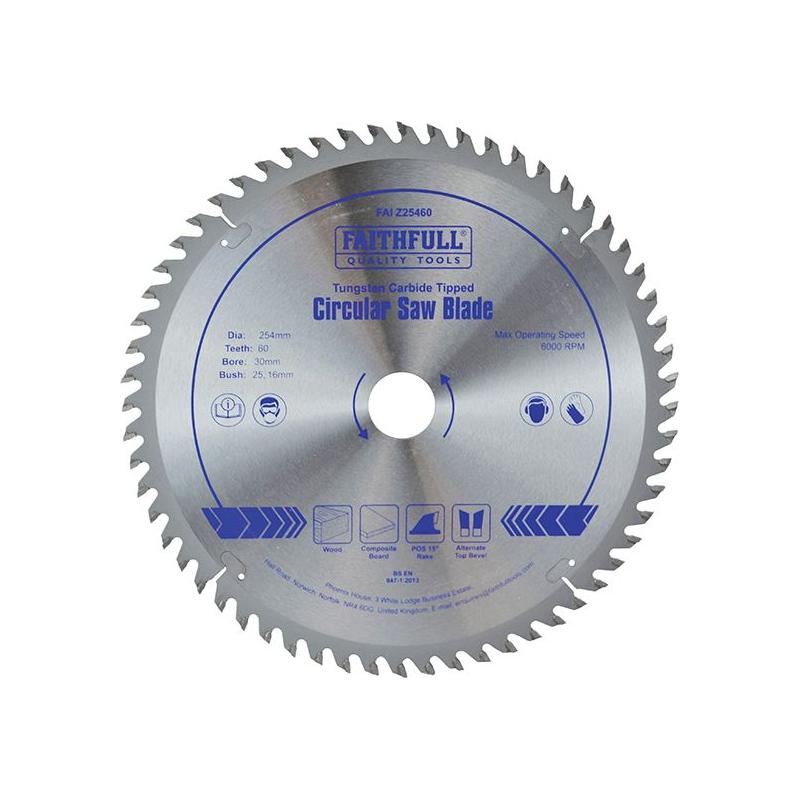 Faithfull TCT Circular Saw Blade 254 x 30mm x 60T POS Faithfull - RockBottom Northampton