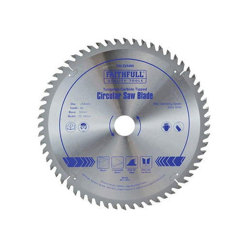 Faithfull TCT Circular Saw Blade 254 x 30mm x 60T POS Faithfull - RockBottom Northampton