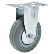 Draper Fixed Plate Fixing Rubber Castor, 100mm Diameter, S.W.L. 80kg Draper - Town Tools