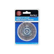 Bluespot Tools Flat Steel Wire Wheel Brush 75mm x 6mm Arbor BlueSpot Tools - RockBottom Northampton