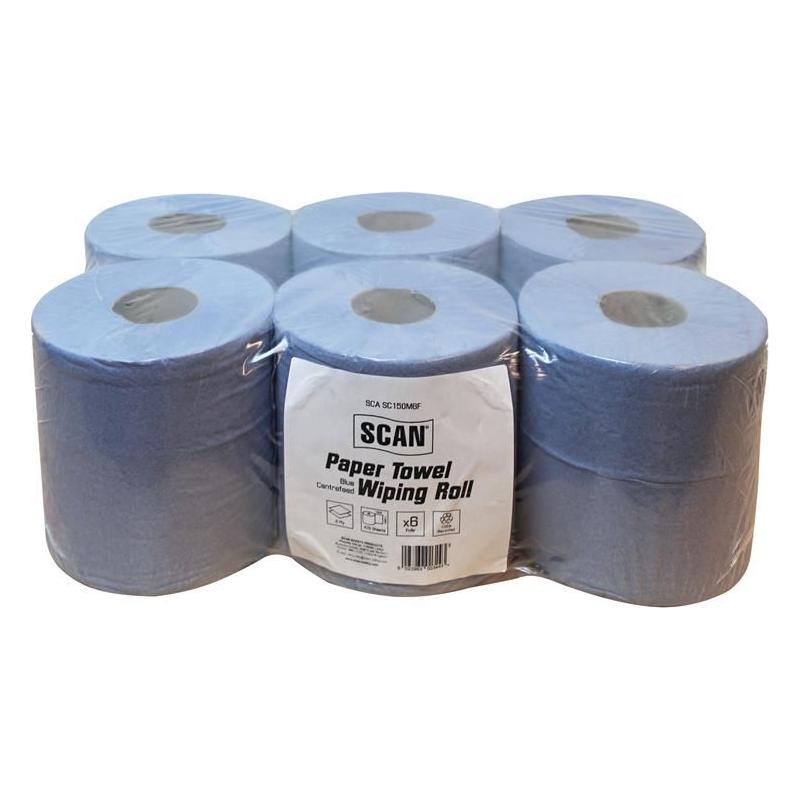 Scan Paper Towel Wiping Roll 2-Ply 176mm x 150m (Pack 6) Scan - RockBottom Nothampton