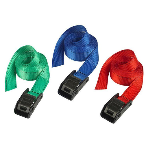 Master Lock Lashing Strap with Metal Buckle, Coloured 2.5m 150kg (Pack 2) Master Lock - RockBottom Northampton