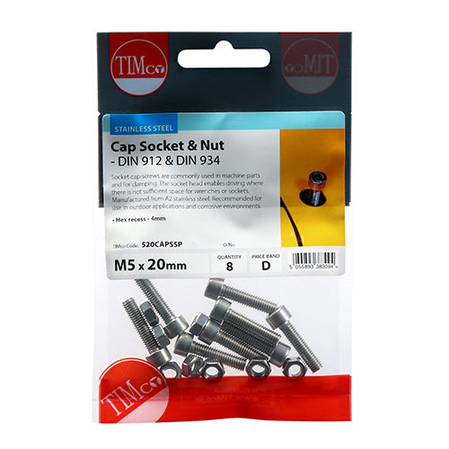 TIMCO Cap Socket Screws DIN912 A2 Stainless Steel - M5 x 16