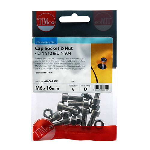 TIMCO Cap Socket Screws DIN912 A2 Stainless Steel - M5 x 16